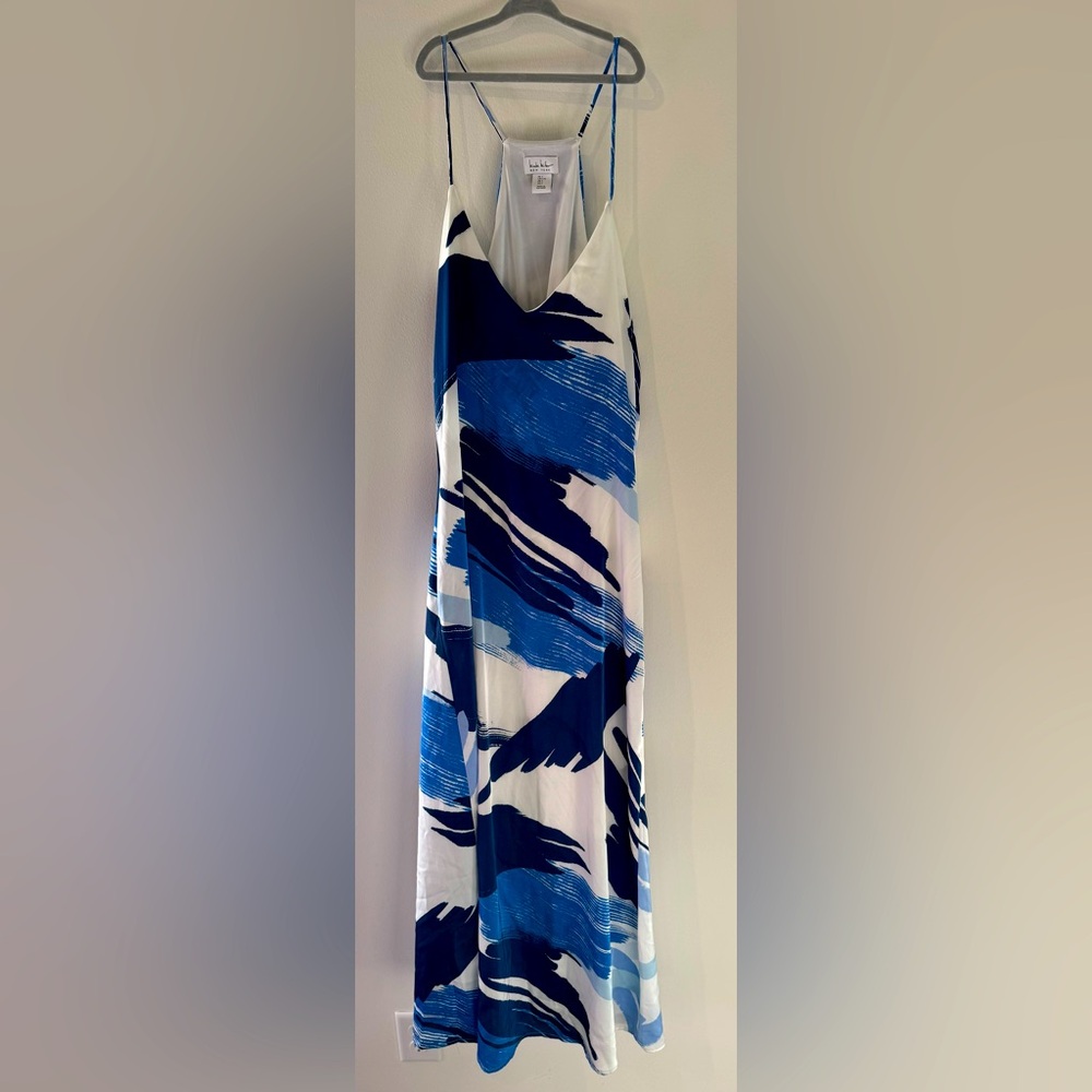 Blue and White Maxi Dress with pockets
